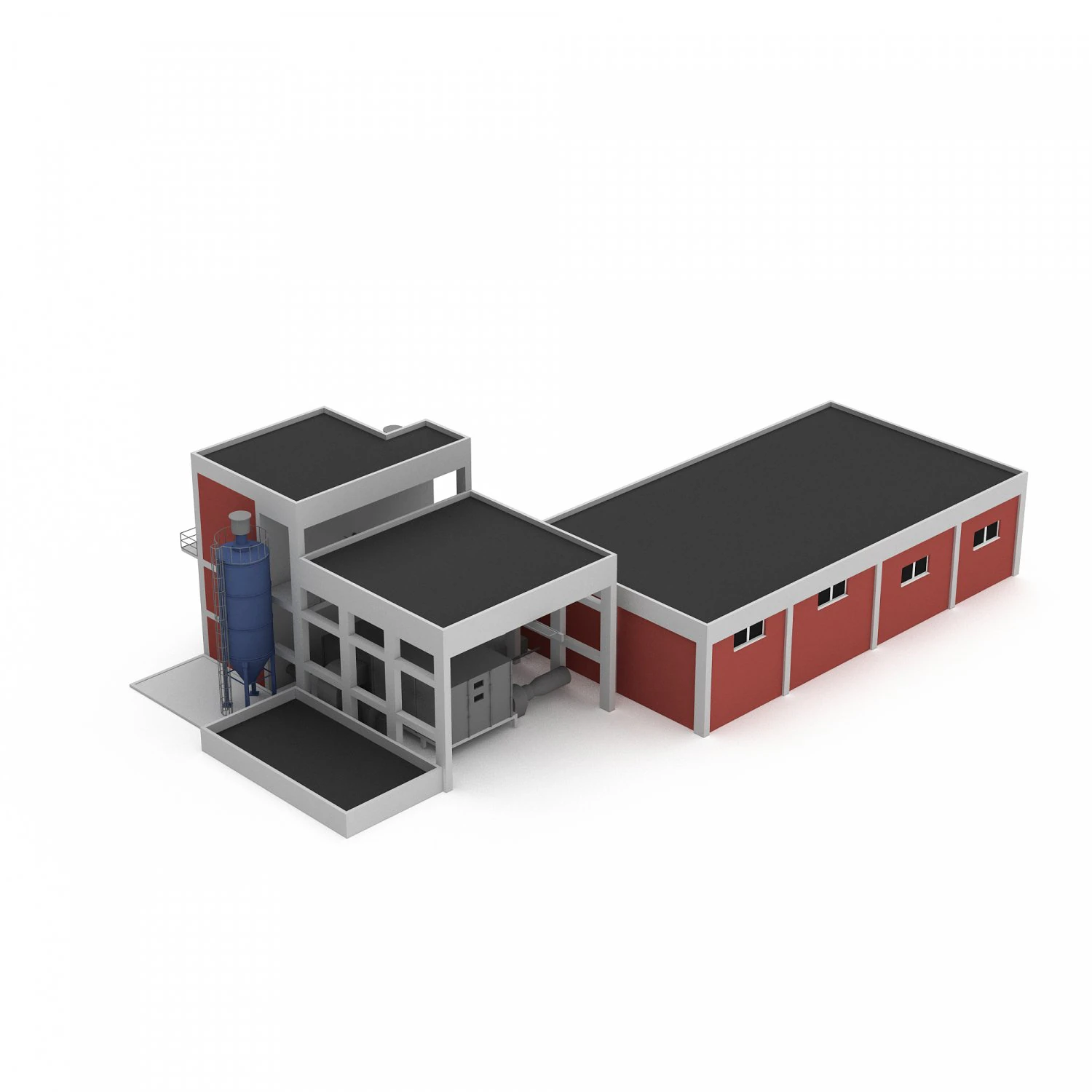 Old factory 3D Model .c4d .max .obj .3ds .fbx .stl .blend 
