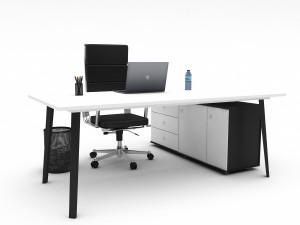 office work and meeting table 01 3D Model