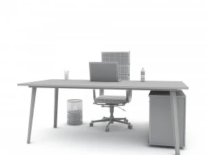 office work and meeting table 01 3D Model