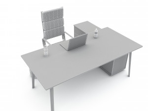 office work and meeting table 01 3D Model