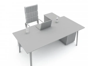 office work and meeting table 01 3D Model