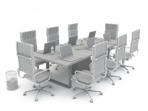 3D office work and meeting table 06 Modelo 3D