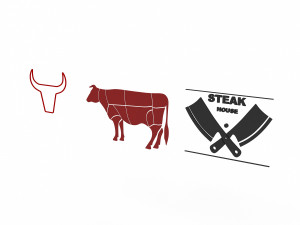 3D butcher and steakhouse signs 3D 모델
