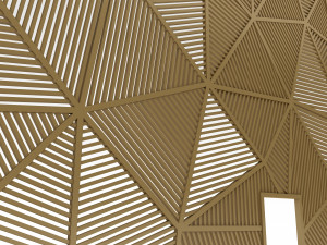 3D asymmetrical wooden ceiling model 3D Model