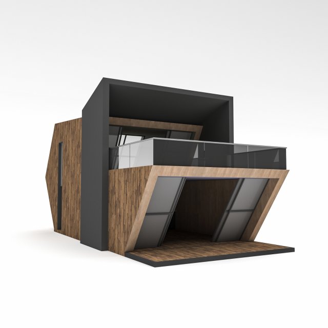 Bungalow tiny house Low-poly 3D 模型 .c4d .max .obj .3ds .fbx .stl .blend 