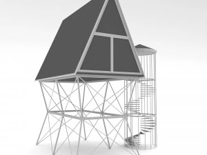 Tiny house and bungalow Low-poly 3D Model