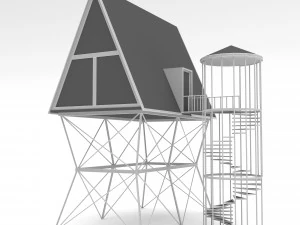 Tiny house and bungalow Low-poly 3D Model