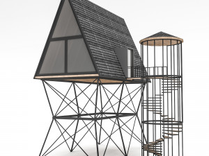 Tiny house and bungalow Low-poly Model 3D