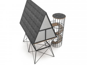 Tiny house and bungalow Low-poly Model 3D
