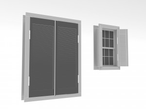 Village window with wooden cover Low-poly Model 3D