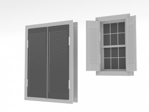 Village window with wooden cover Low-poly Model 3D