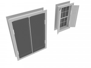 Village window with wooden cover Low-poly Model 3D