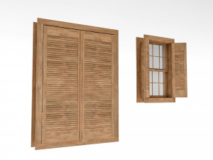 Village window with wooden cover Low-poly 3Dモデル