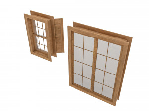 Village window with wooden cover Low-poly Model 3D