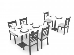 Modern restaurant table chair 01 Low-poly 3D Model