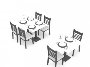 Modern restaurant table chair 01 Low-poly 3D Model