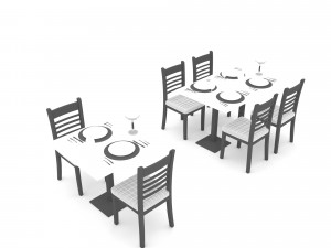 Modern restaurant table chair 01 Low-poly 3D Model