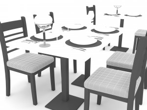 Modern restaurant table chair 01 Low-poly 3D Model