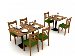 Modern restaurant table chair 01 Low-poly 3D Model
