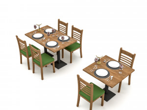 Modern restaurant table chair 01 Low-poly 3D Model