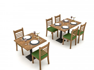 Modern restaurant table chair 01 Low-poly 3D Model