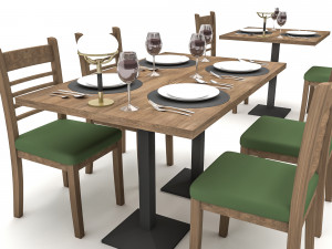 Modern restaurant table chair 01 Low-poly 3D Model
