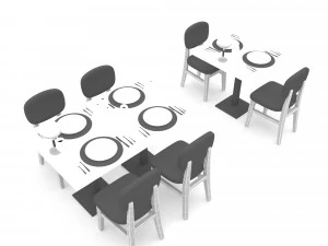 Moderno lokanta masa sandalye 02 Low-poly Modelo 3D