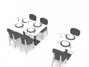 Moderno lokanta masa sandalye 02 Low-poly Modelo 3D