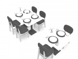 Moderno lokanta masa sandalye 02 Low-poly Modelo 3D