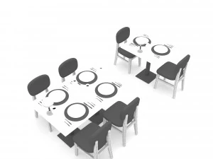 Moderno lokanta masa sandalye 02 Low-poly Modelo 3D