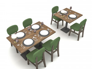 Modern lokanta masa sandalye 02 Low-poly 3D 모델