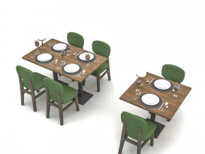 Moderno lokanta masa sandalye 02 Low-poly Modelo 3D