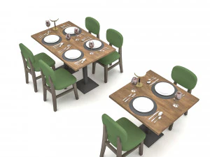 Moderno lokanta masa sandalye 02 Low-poly Modelo 3D