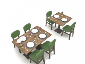 Moderno lokanta masa sandalye 02 Low-poly Modelo 3D