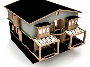 Bohemian villa Low-poly 3D Model