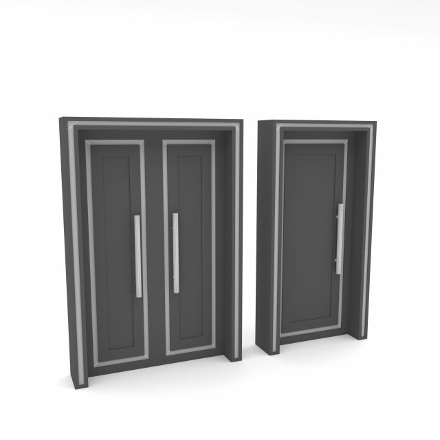 Modern gold and black door Low-poly Model 3D .c4d .max .obj .3ds .fbx .stl .blend 