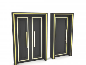 Modern gold and black door Low-poly Model 3D