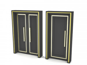 Modern gold and black door Low-poly Model 3D