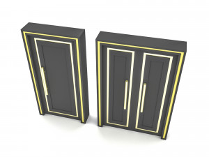 Modern gold and black door Low-poly Model 3D
