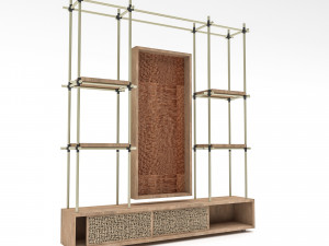 Modern tv unit and bookcase Low-poly 3D Model