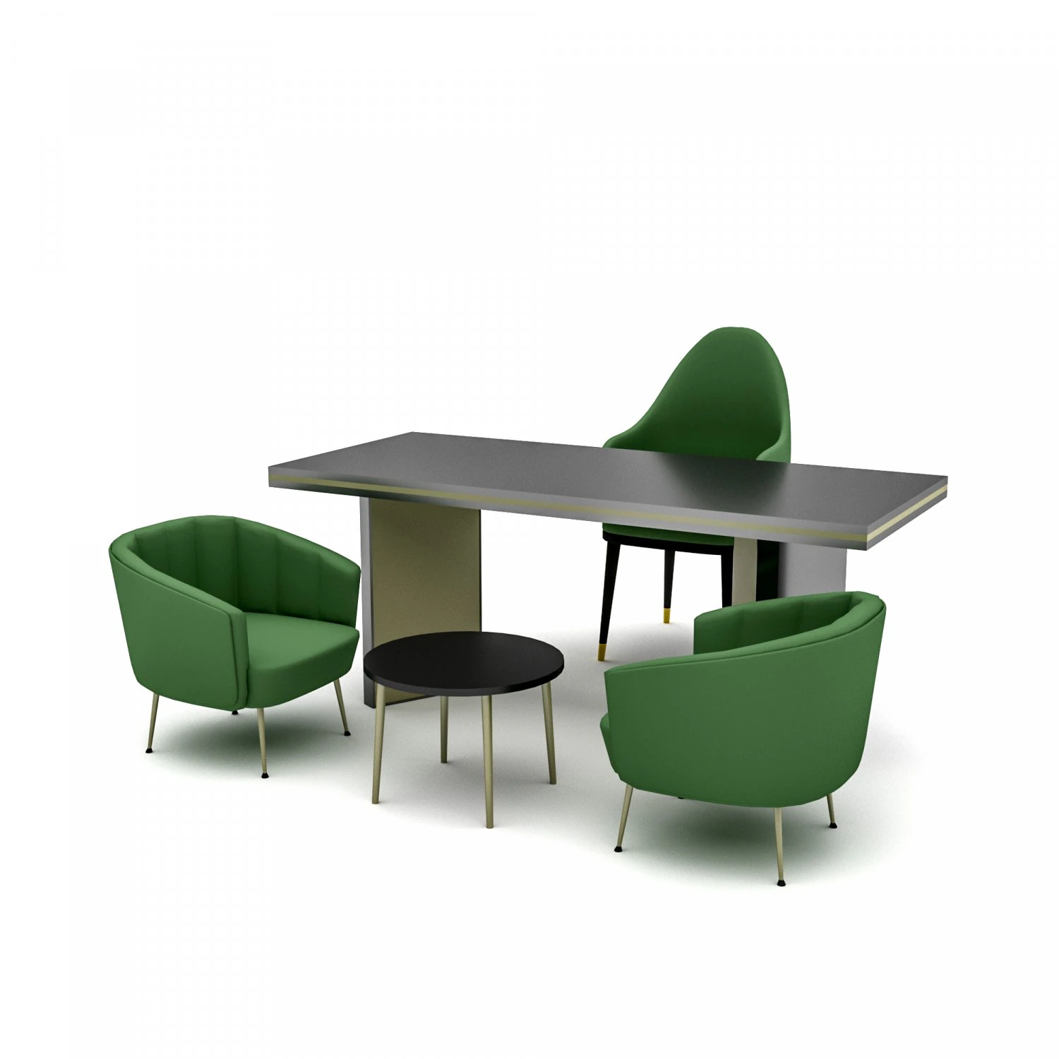 The classic office desk and chair Low-poly 3D Model .c4d .max .obj .3ds .fbx .stl .blend 