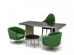 The classic office desk and chair Low-poly 3D 모델