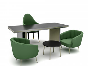 The classic office desk and chair Low-poly 3D Модель