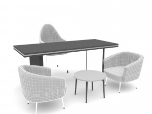 The classic office desk and chair Low-poly 3D Модель
