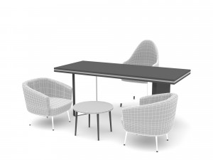The classic office desk and chair Low-poly 3D Модель