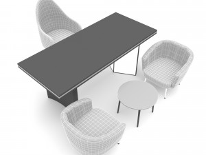 The classic office desk and chair Low-poly 3D Модель