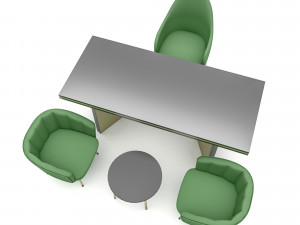 The classic office desk and chair Low-poly 3D Модель