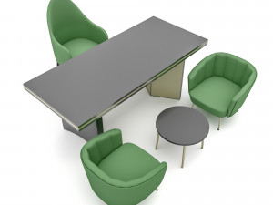 The classic office desk and chair Low-poly 3D Модель
