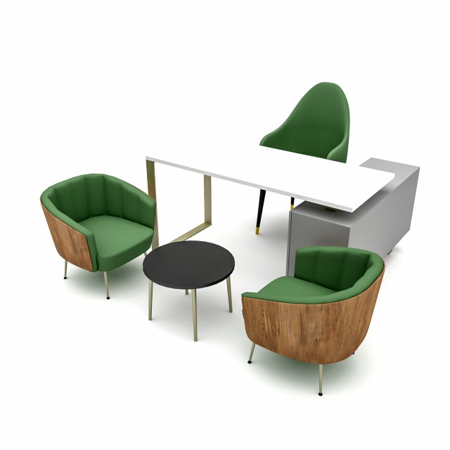 The classic office desk and chair 02 Low-poly Modelo 3D .c4d .max .obj .3ds .fbx .stl .blend 