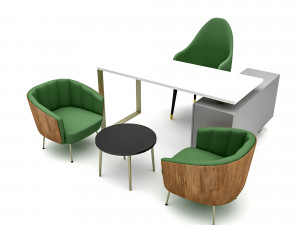 The classic office desk and chair 02 Low-poly 3D 모델